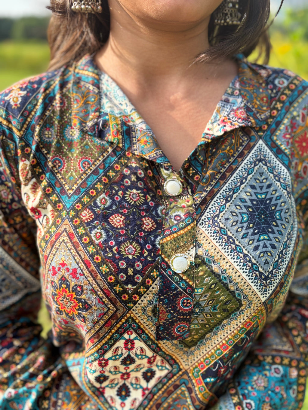 Rangrez Multicolor Printed Cotton Kurti Top