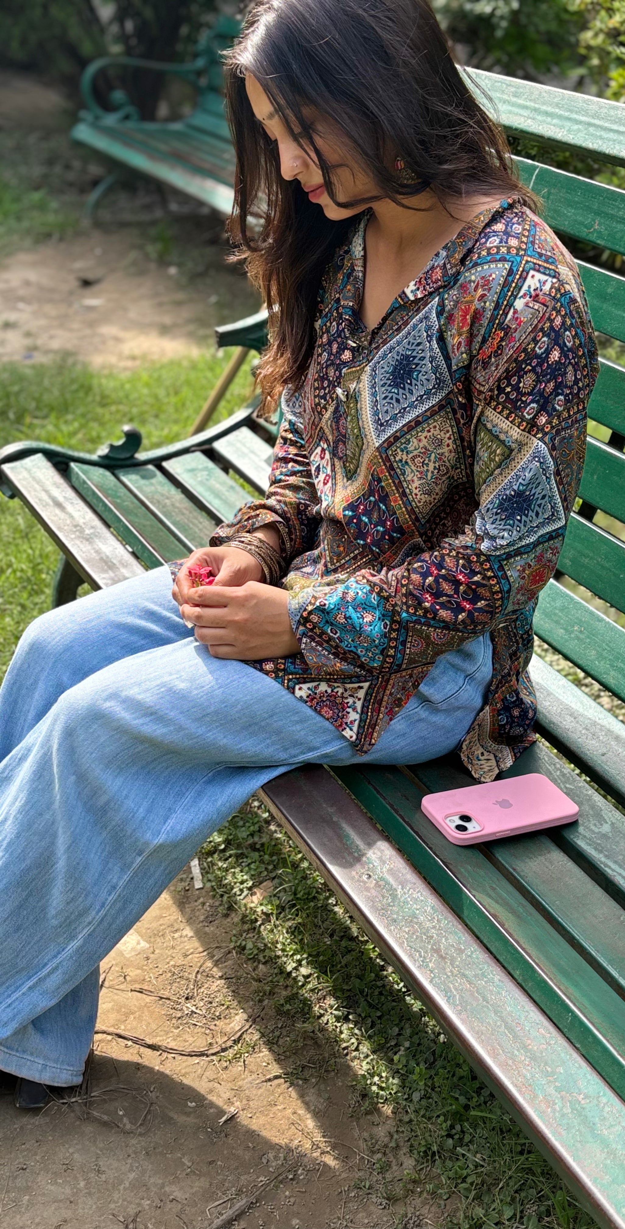 Rangrez Multicolor Printed Cotton Kurti Top