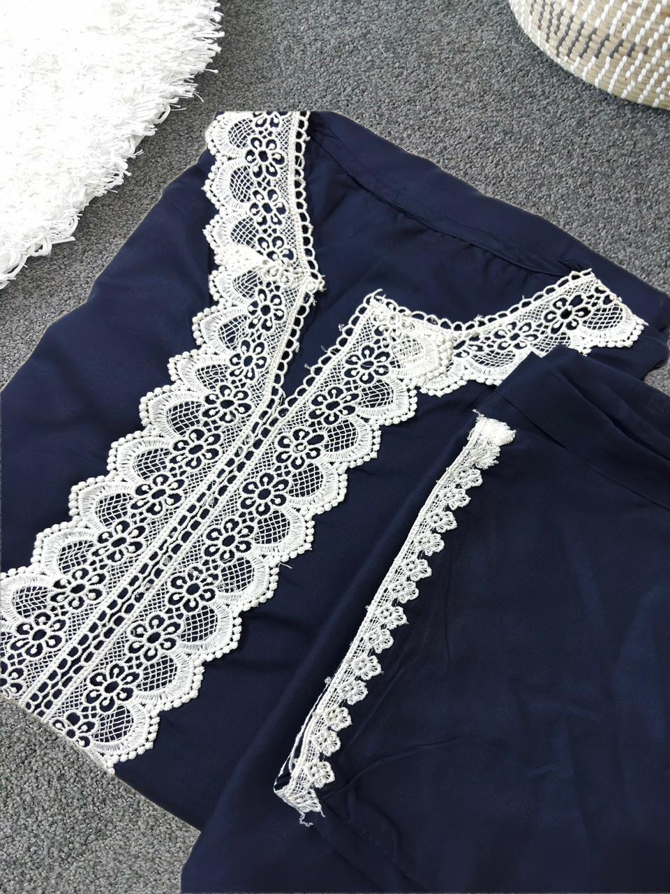 Elegant Navy Blue  Kurta Set
