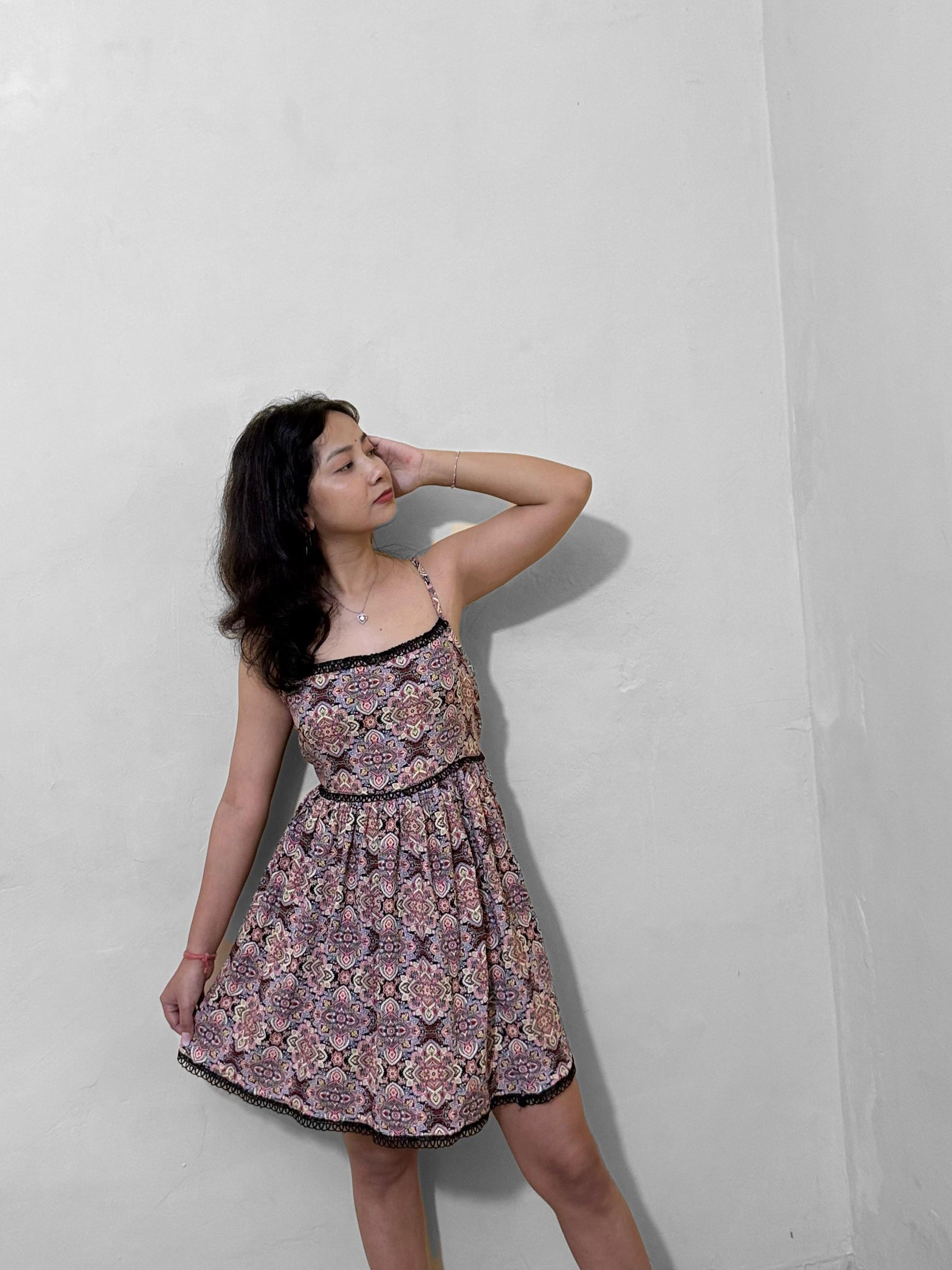 Floral Printed Sleeveless A-Line Mini Dress for Women
